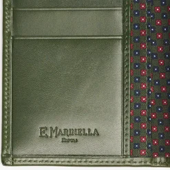 Dark Green Vertical Wallet In Silk And Leather