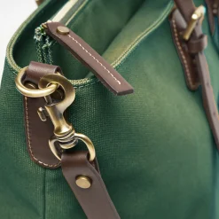 Dark Green Weekend Bag With Leather Trim