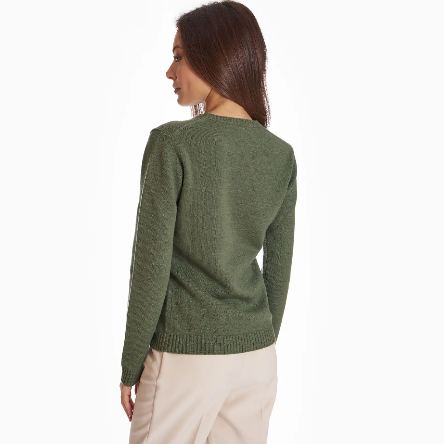 Dark Green Wool And Cashmere Crewneck