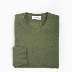 Dark Green Wool And Cashmere Crewneck