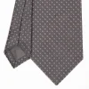 Dark Grey Ceremonial Jacquard Silk Tie Small Geometric Pattern