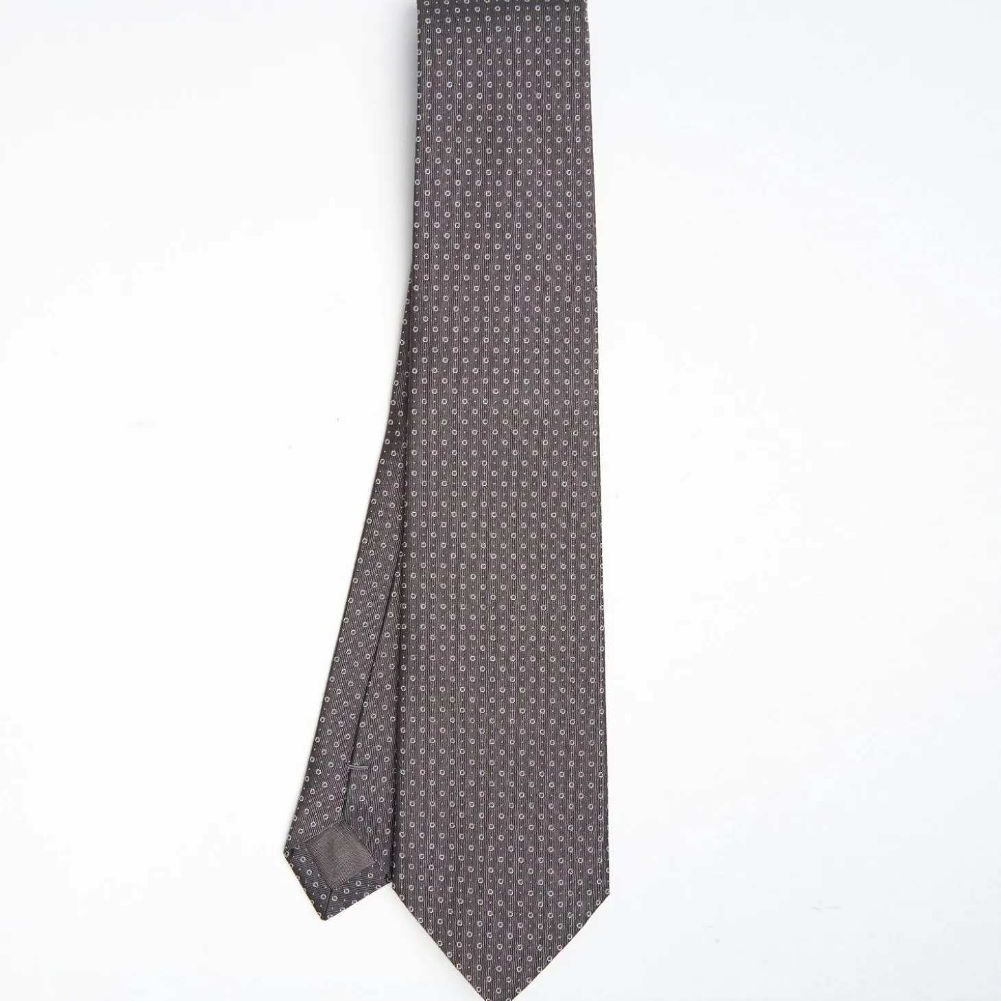 Dark Grey Ceremonial Jacquard Silk Tie Small Geometric Pattern