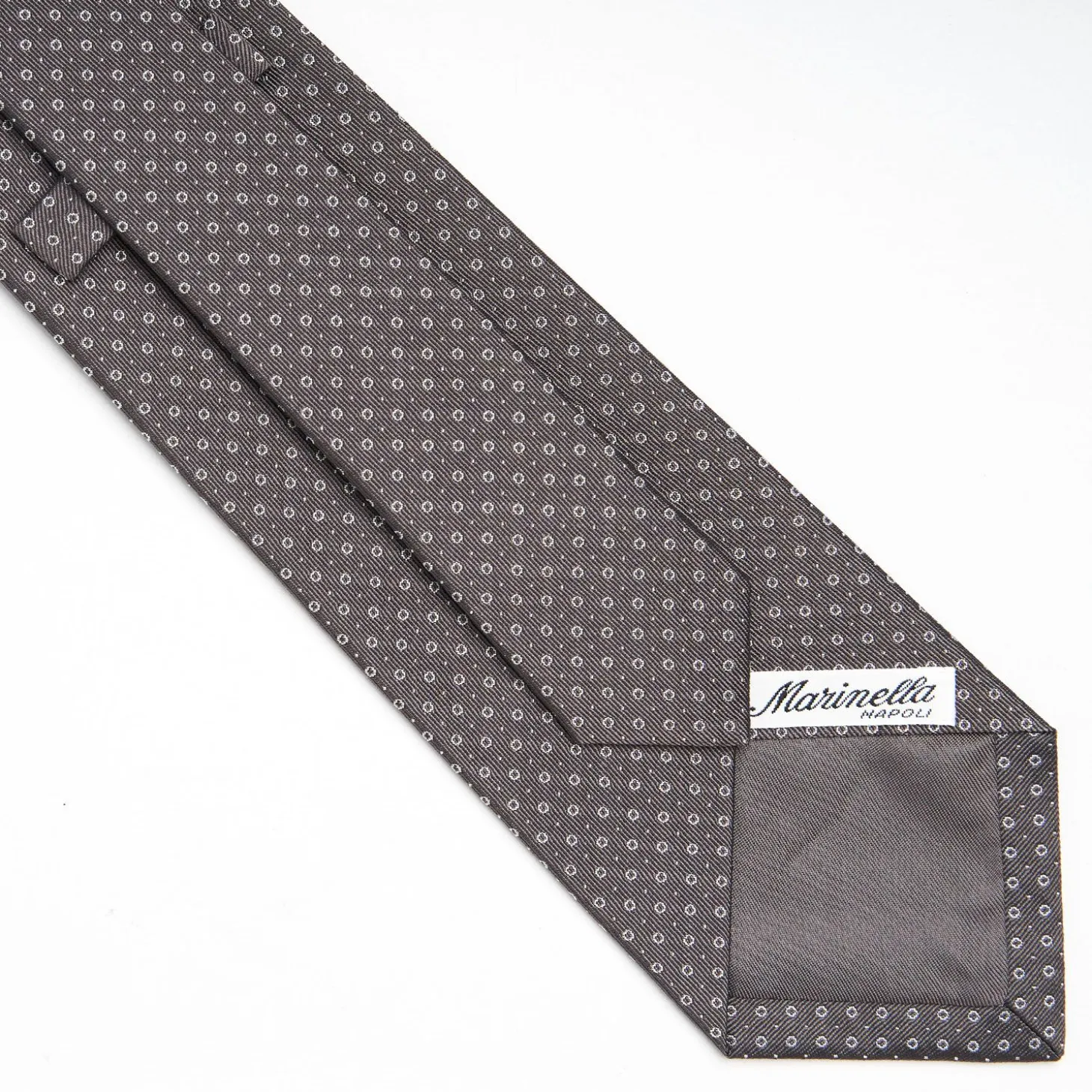 Dark Grey Ceremonial Jacquard Silk Tie Small Geometric Pattern