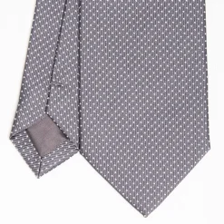 Dark Grey Ceremonial Jacquard Silk Tie Small Polka Dot Pattern