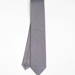 Dark Grey Ceremonial Jacquard Silk Tie Small Polka Dot Pattern