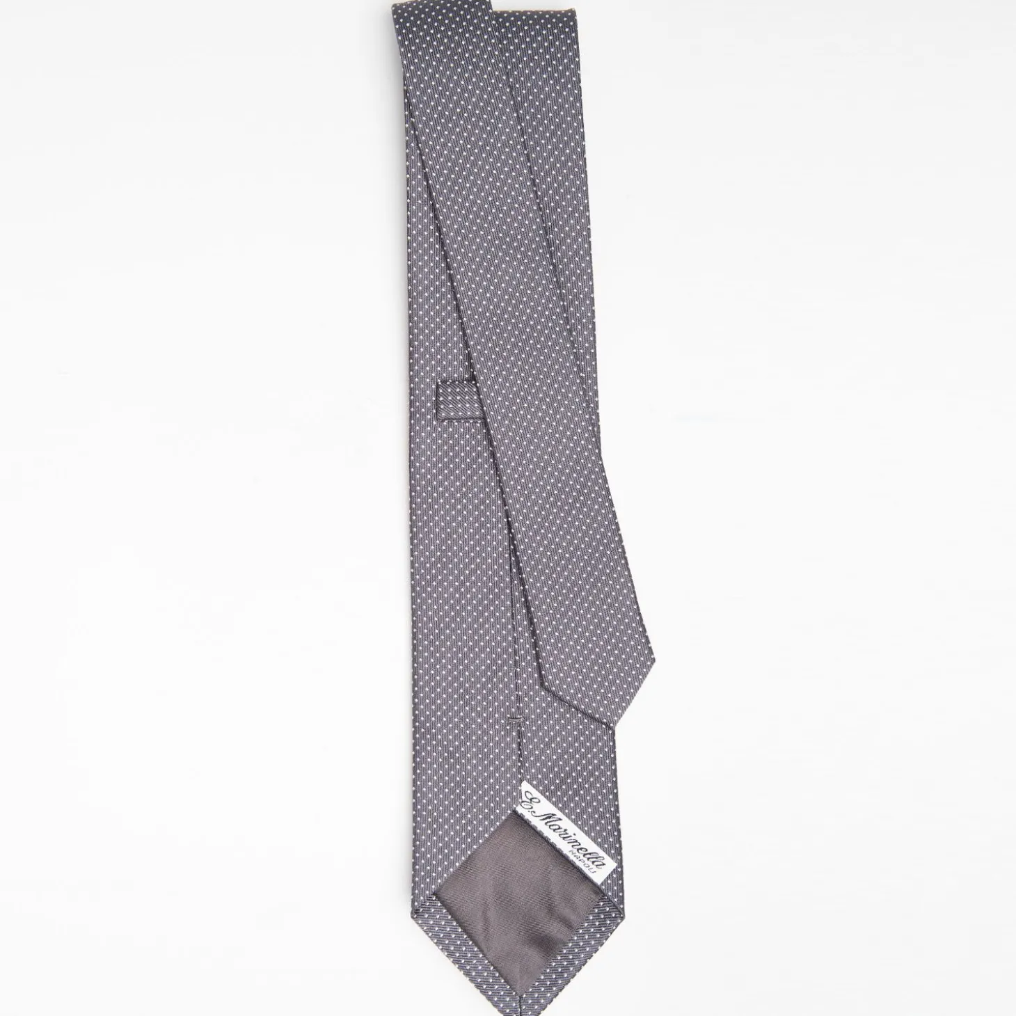 Dark Grey Ceremonial Jacquard Silk Tie Small Polka Dot Pattern
