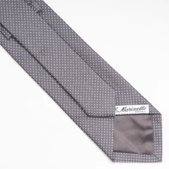 Dark Grey Ceremonial Jacquard Silk Tie Small Polka Dot Pattern