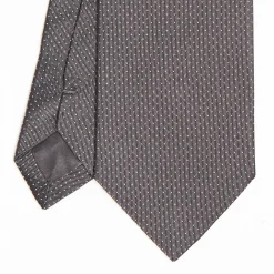 Dark Grey Ceremonial Jacquard Silk Tie - Small Polka Dot Pattern