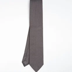 Dark Grey Ceremonial Jacquard Silk Tie - Small Polka Dot Pattern