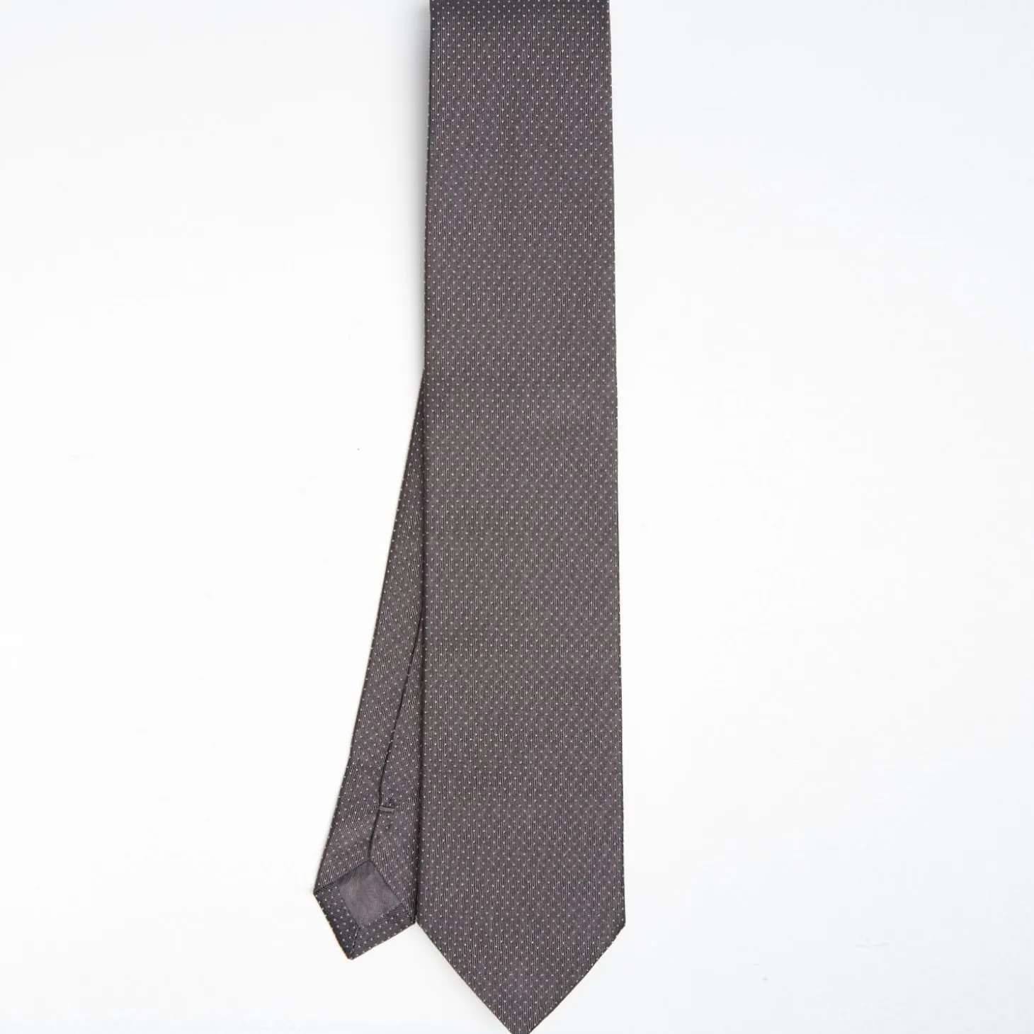 Dark Grey Ceremonial Jacquard Silk Tie - Small Polka Dot Pattern