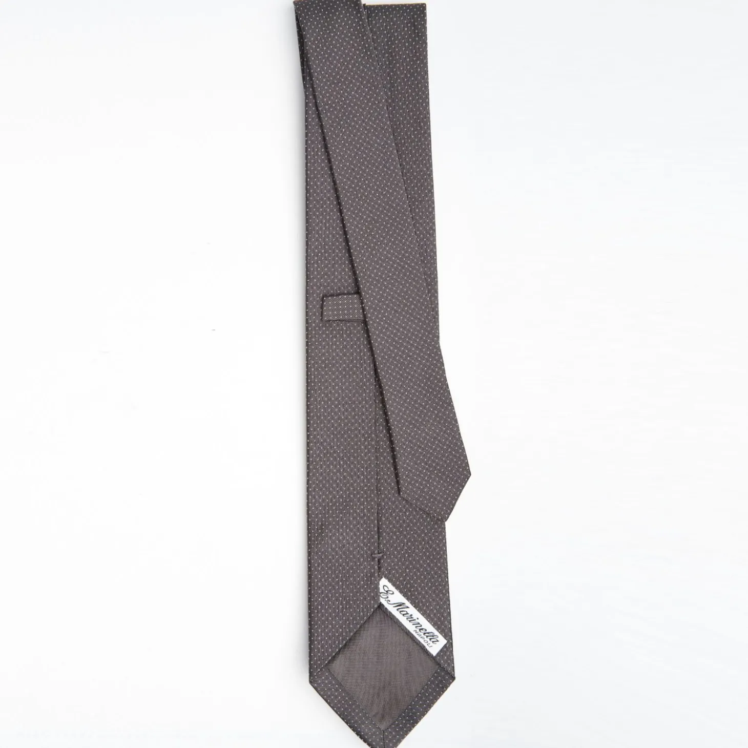 Dark Grey Ceremonial Jacquard Silk Tie - Small Polka Dot Pattern
