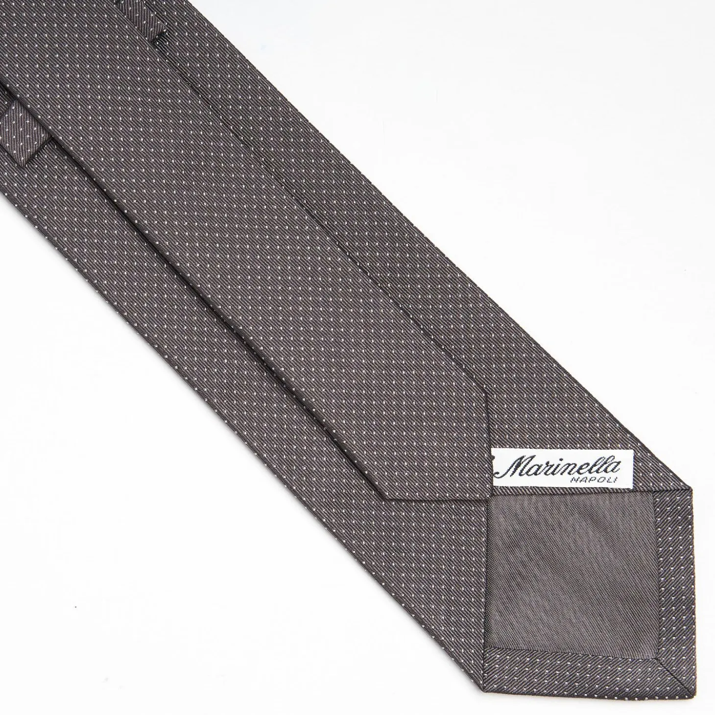 Dark Grey Ceremonial Jacquard Silk Tie - Small Polka Dot Pattern