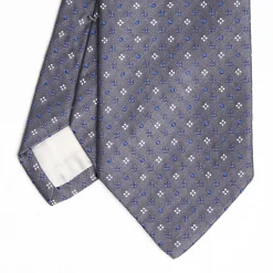 Dark Grey Cerimonial Silk Satin Tie Small Geometric Pattern