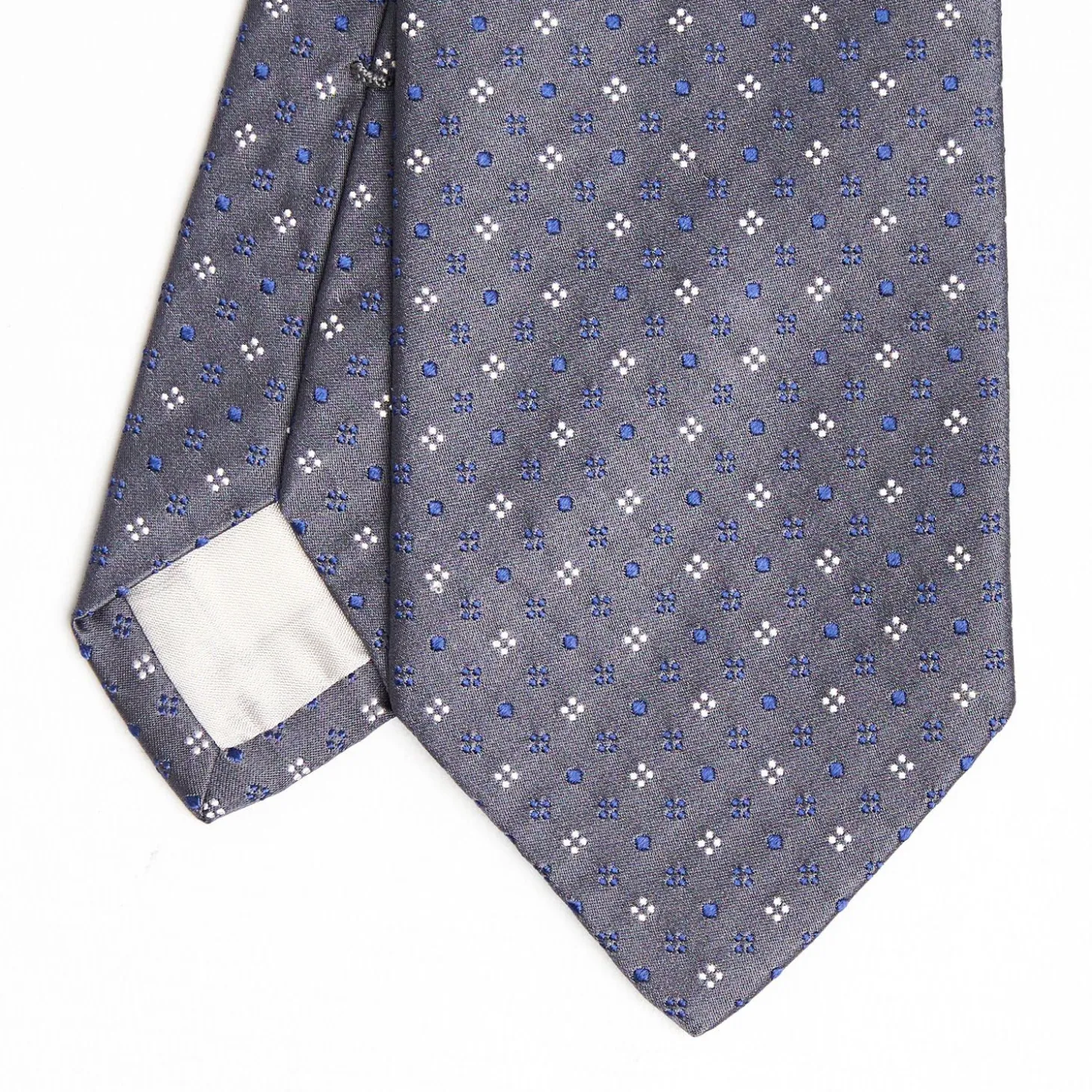 Dark Grey Cerimonial Silk Satin Tie Small Geometric Pattern