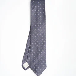 Dark Grey Cerimonial Silk Satin Tie Small Geometric Pattern