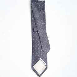 Dark Grey Cerimonial Silk Satin Tie Small Geometric Pattern