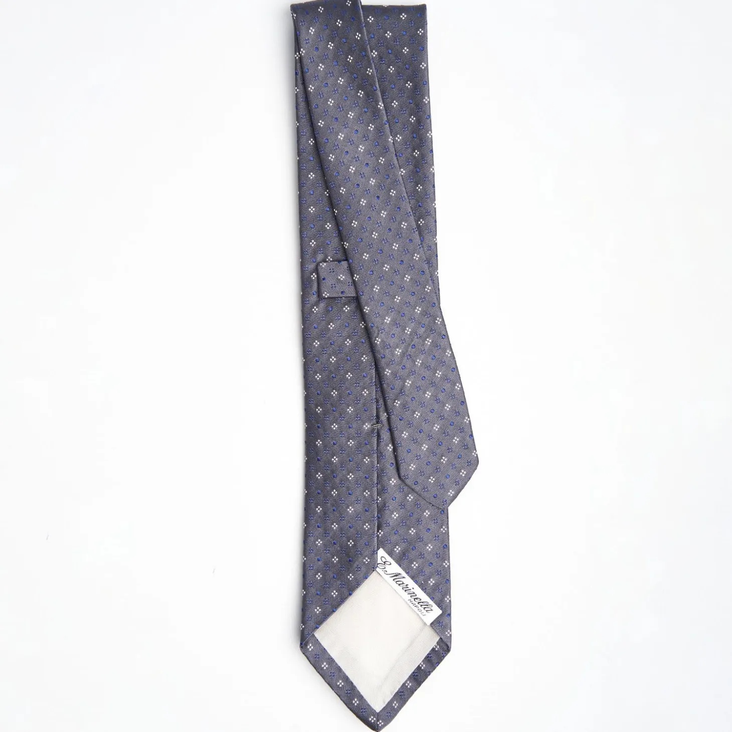 Dark Grey Cerimonial Silk Satin Tie Small Geometric Pattern