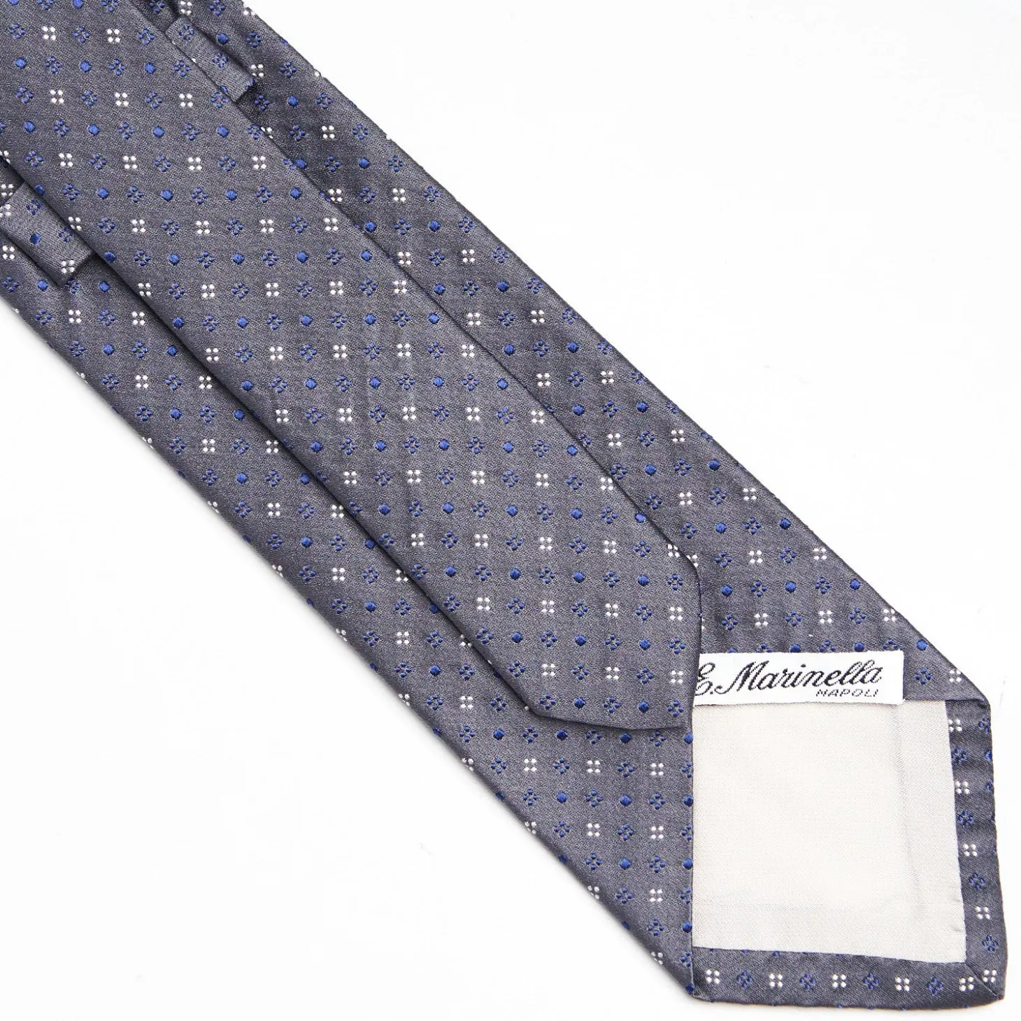 Dark Grey Cerimonial Silk Satin Tie Small Geometric Pattern
