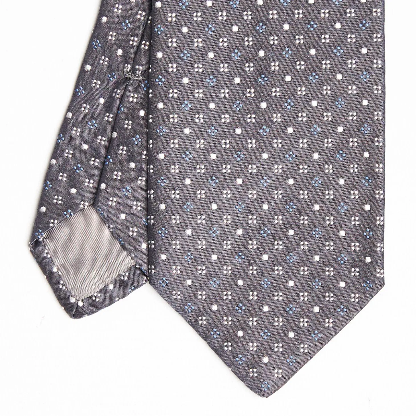 Dark Grey Cerimonial Silk Satin Tie Small Geometric Pattern
