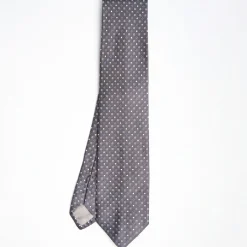 Dark Grey Cerimonial Silk Satin Tie Small Geometric Pattern