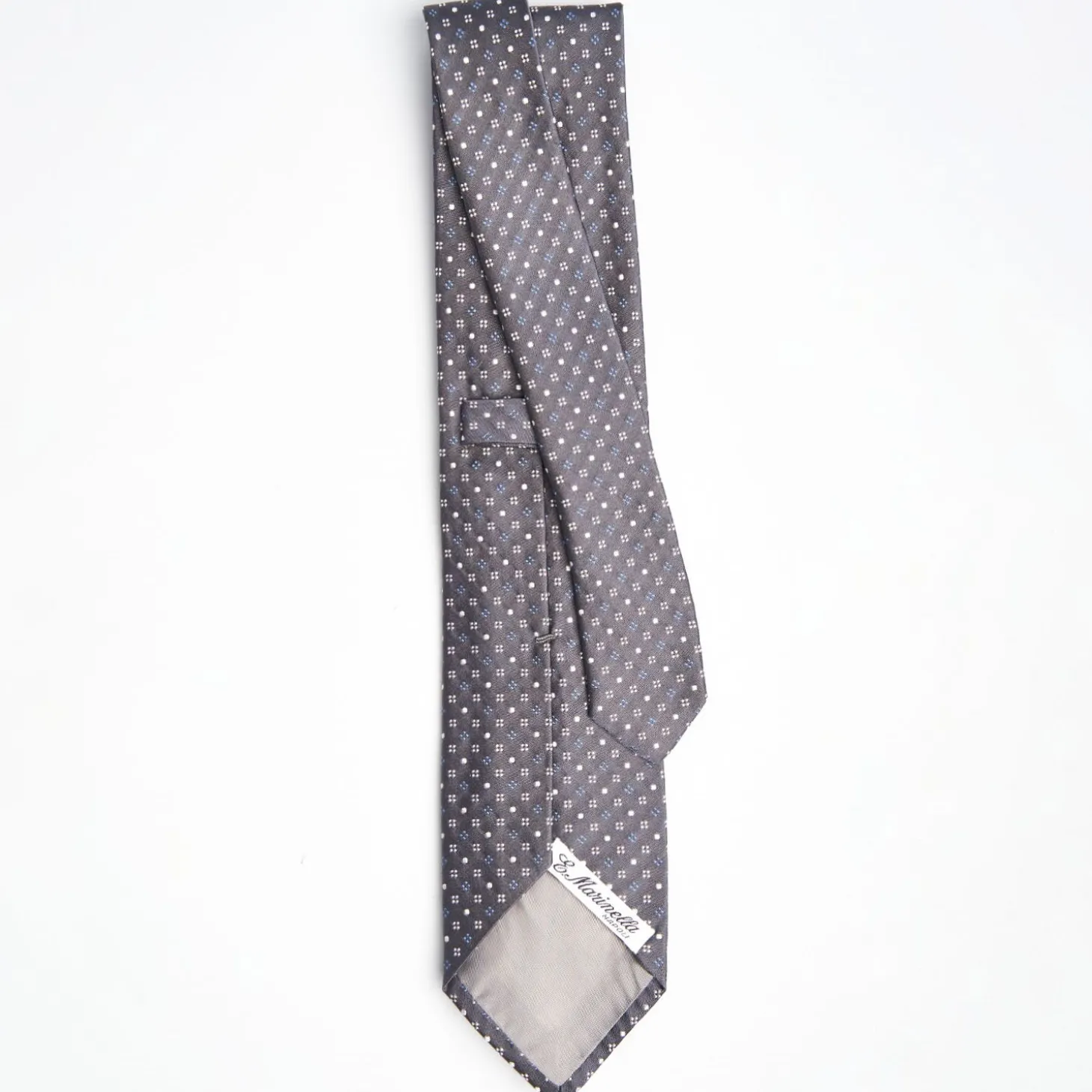 Dark Grey Cerimonial Silk Satin Tie Small Geometric Pattern