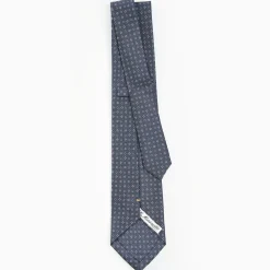 Dark Grey Extra Long Sartorial Silk Tie - Small Flower Pattern