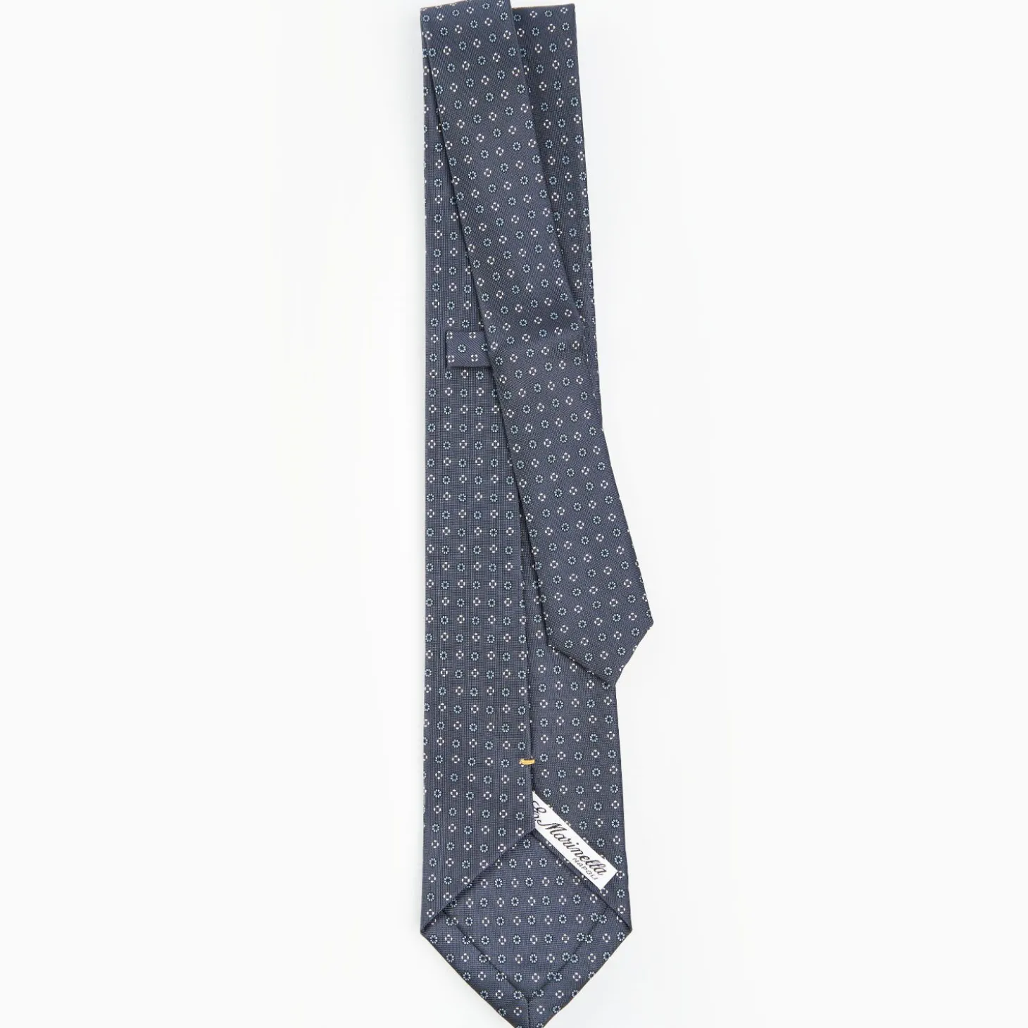 Dark Grey Extra Long Sartorial Silk Tie - Small Flower Pattern