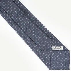 Dark Grey Extra Long Sartorial Silk Tie - Small Flower Pattern