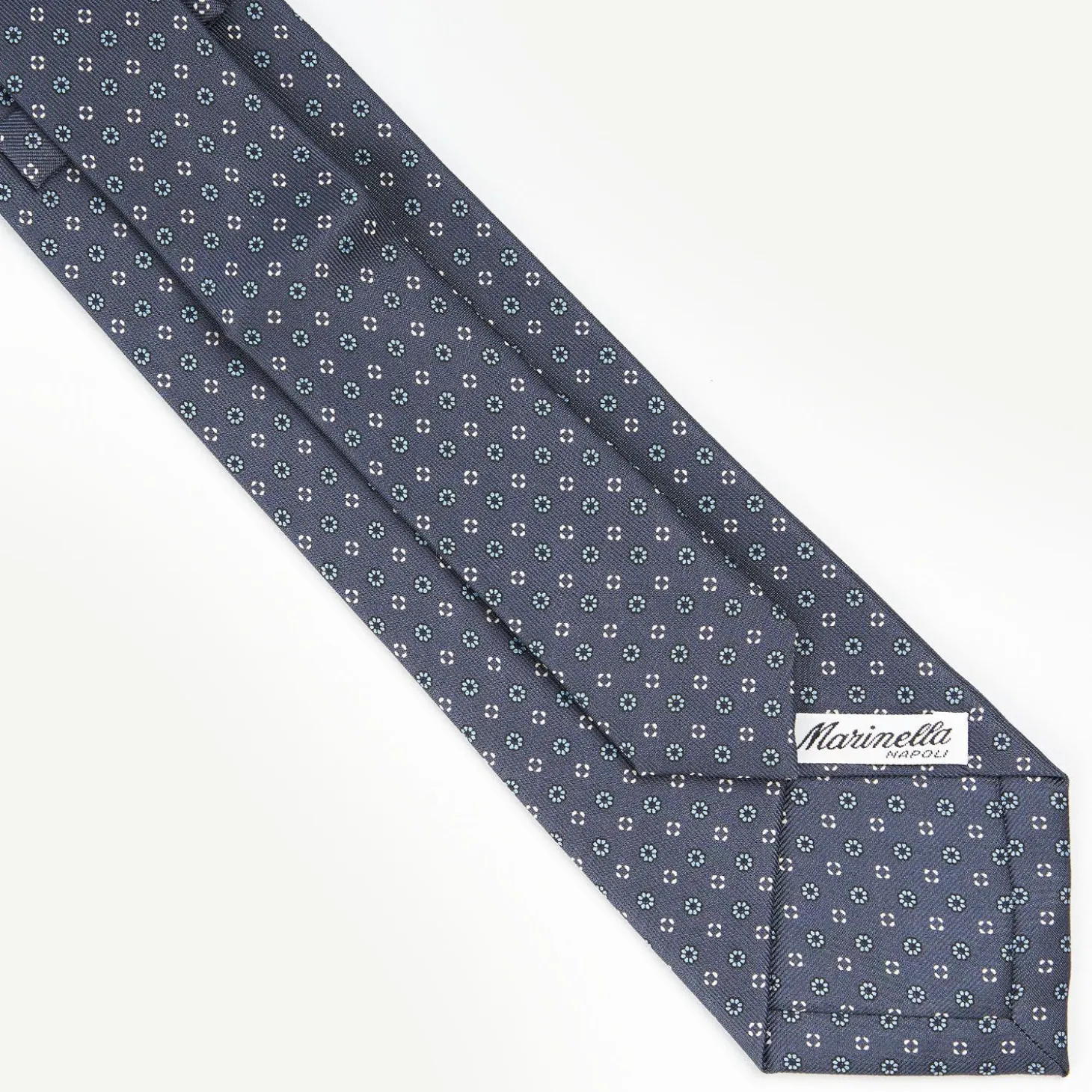 Dark Grey Extra Long Sartorial Silk Tie - Small Flower Pattern