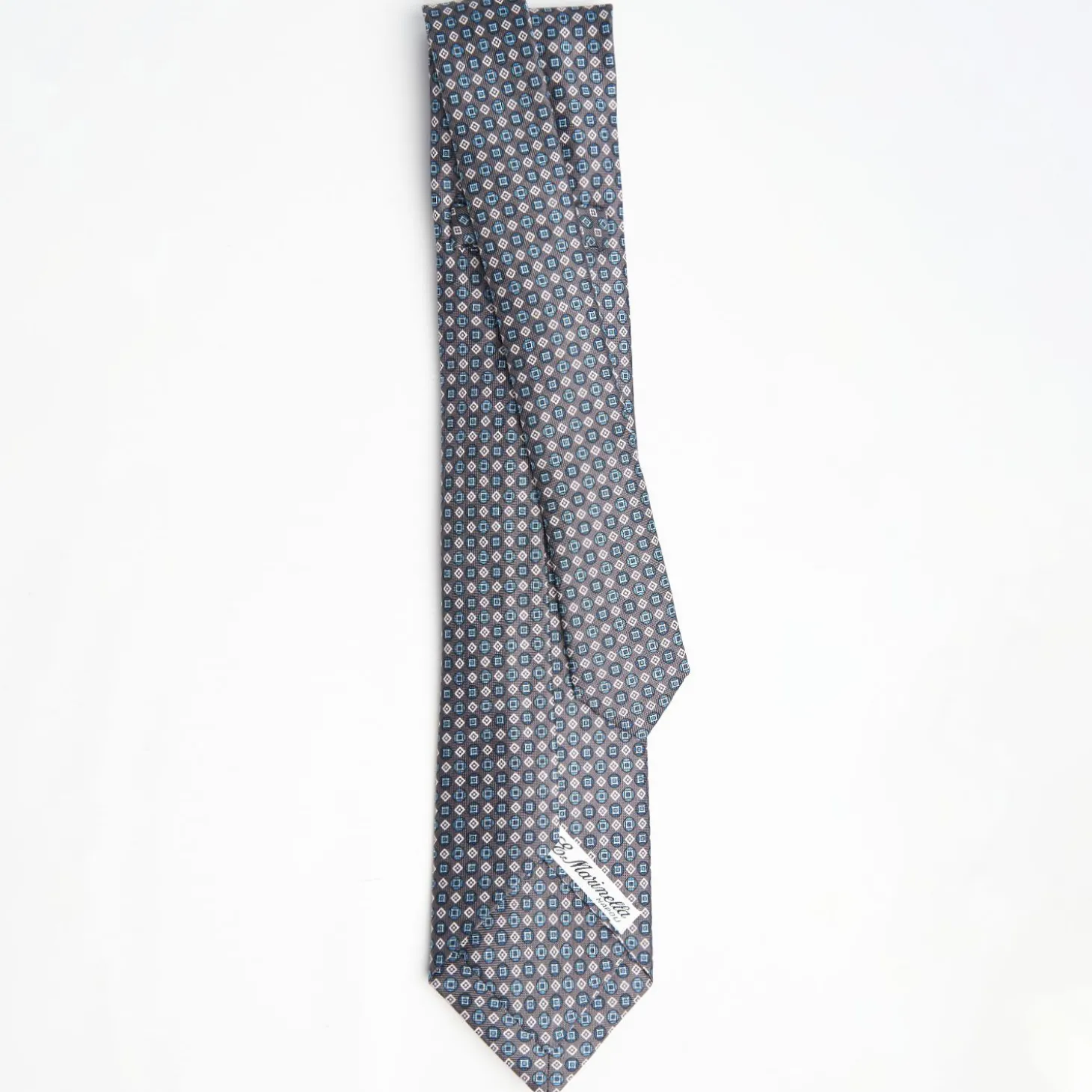Dark Grey 9 Fold Sartorial Silk Tie - Small Geometric Pattern