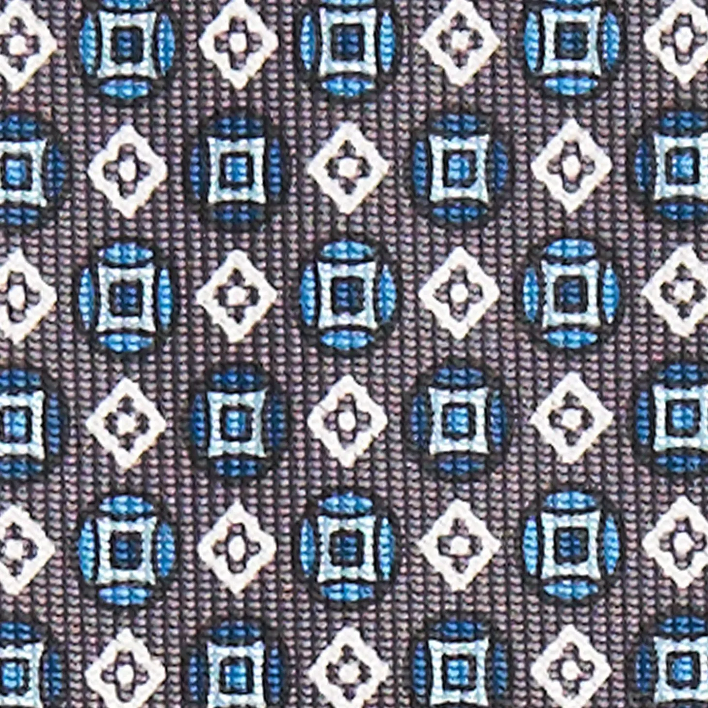 Dark Grey 9 Fold Sartorial Silk Tie - Small Geometric Pattern