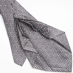 Dark Grey 9 Fold Sartorial Silk Tie - Small Geometric Pattern
