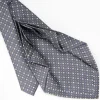 Dark Grey 9 Fold Sartorial Silk Tie Small Flower Pattern