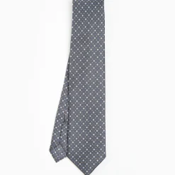 Dark Grey 9 Fold Sartorial Silk Tie Small Flower Pattern