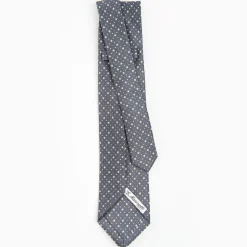 Dark Grey 9 Fold Sartorial Silk Tie Small Flower Pattern