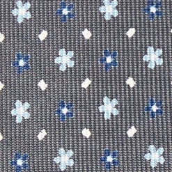 Dark Grey 9 Fold Sartorial Silk Tie Small Flower Pattern