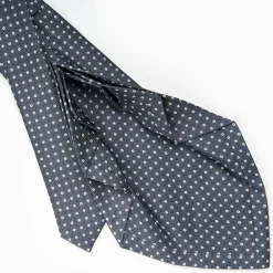 Dark Grey 9 Fold Sartorial Silk Tie Small Flower Pattern