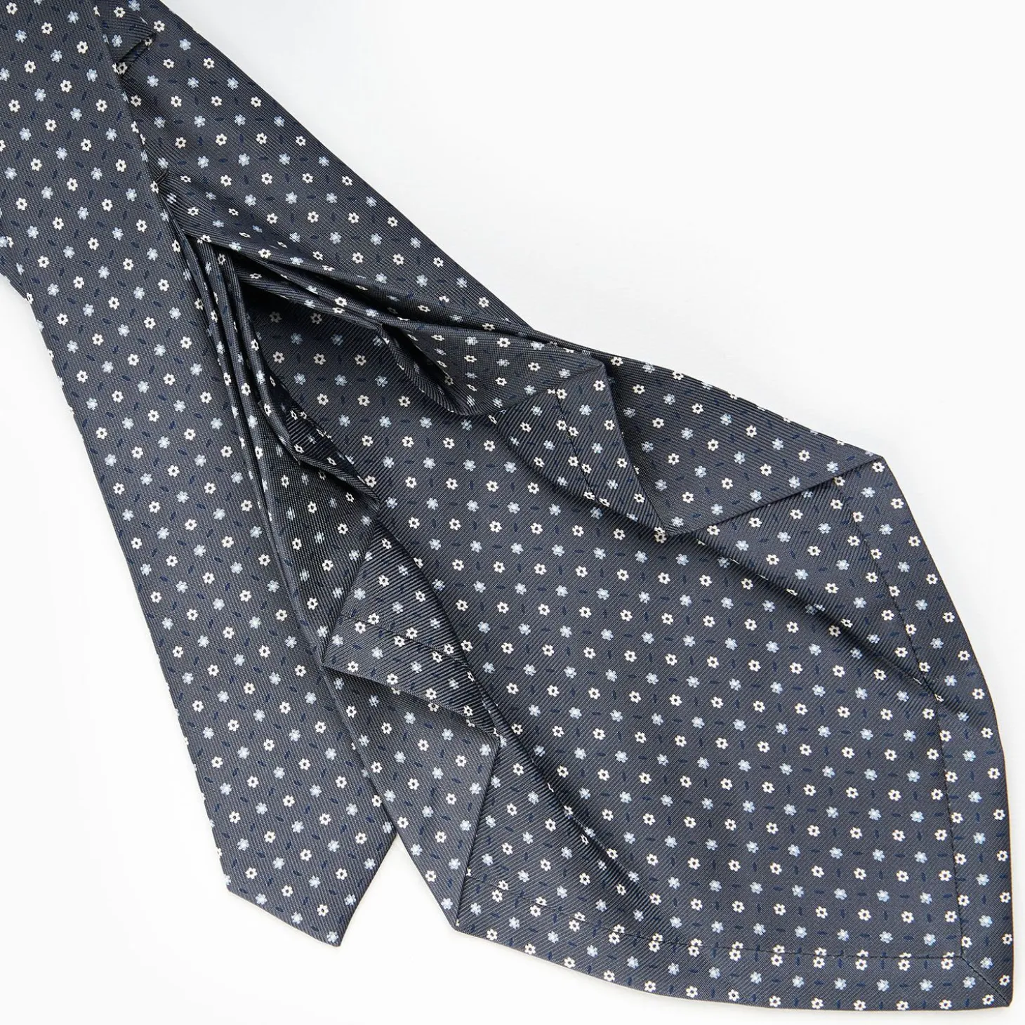 Dark Grey 9 Fold Sartorial Silk Tie Small Flower Pattern