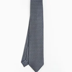 Dark Grey 9 Fold Sartorial Silk Tie Small Flower Pattern