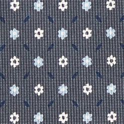 Dark Grey 9 Fold Sartorial Silk Tie Small Flower Pattern