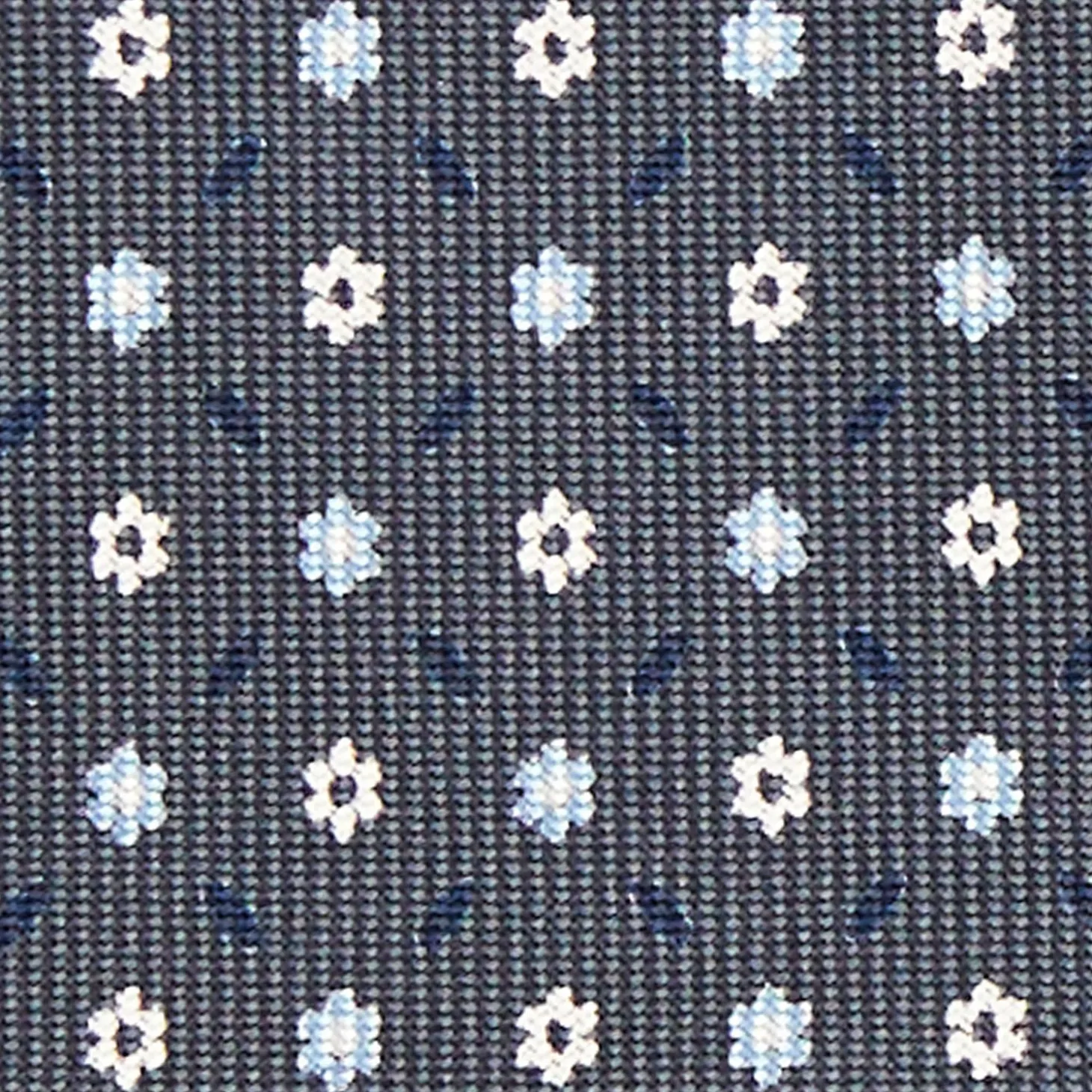 Dark Grey 9 Fold Sartorial Silk Tie Small Flower Pattern
