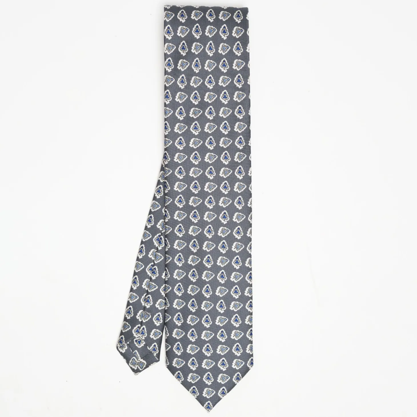 Dark Grey Heritage Silk Tie - Large Flower Pattern