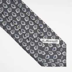 Dark Grey Heritage Silk Tie - Large Flower Pattern