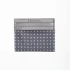 Dark Grey Leather And Silk Credit Card Holder - 5 Compartments