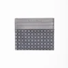 Dark Grey Leather And Silk Credit Card Holder - 5 Compartments