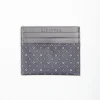 Dark Grey Leather And Silk Credit Card Holder 5 Compartments