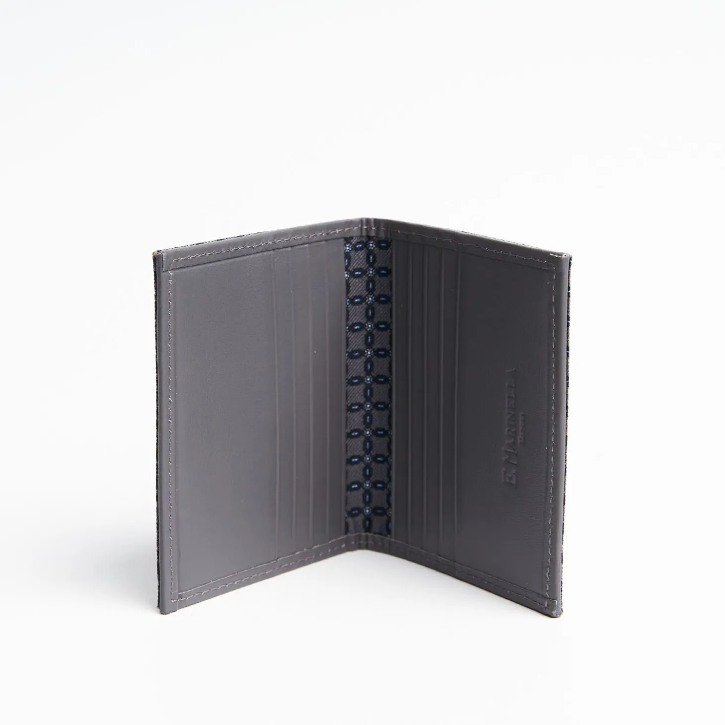 Dark Grey Leather Folding Card Holder - 10 Compartments