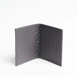 Dark Grey Leather Folding Card Holder - 10 Compartments