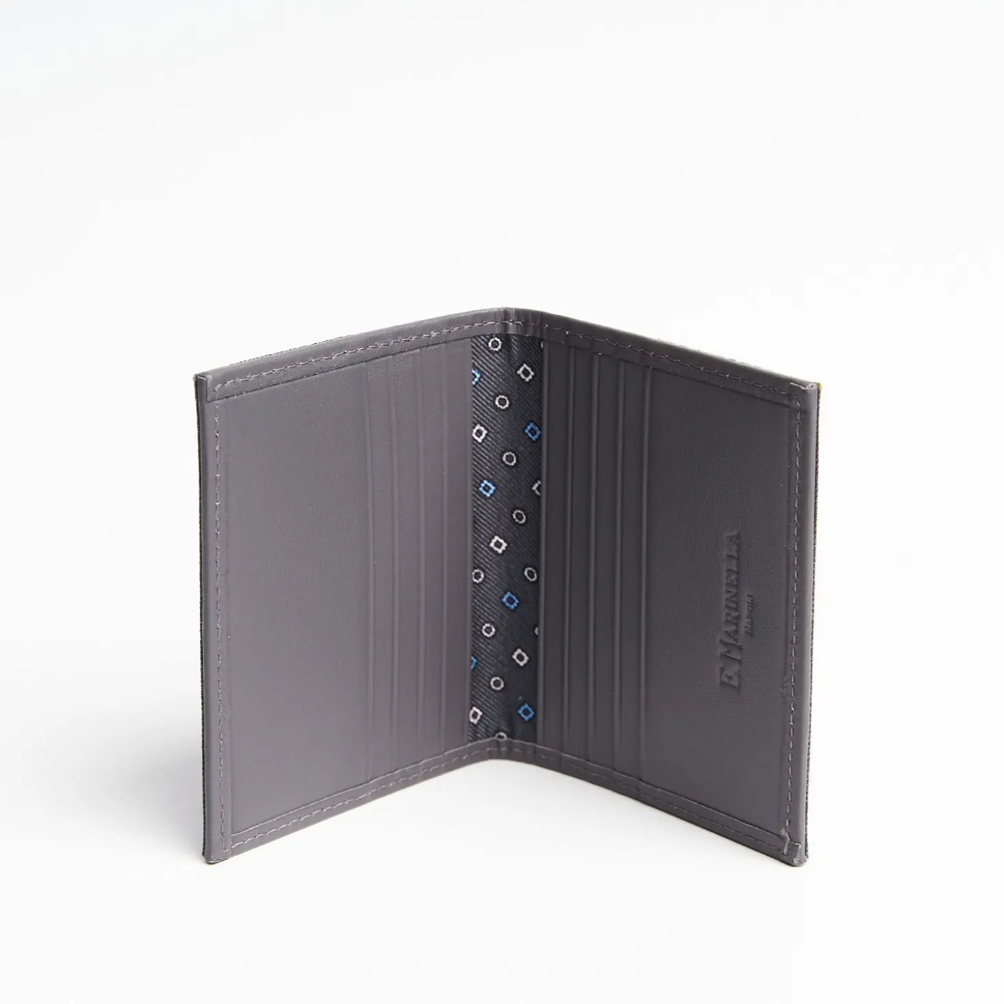 Dark Grey Leather Folding Card Holder - 10 Compartments