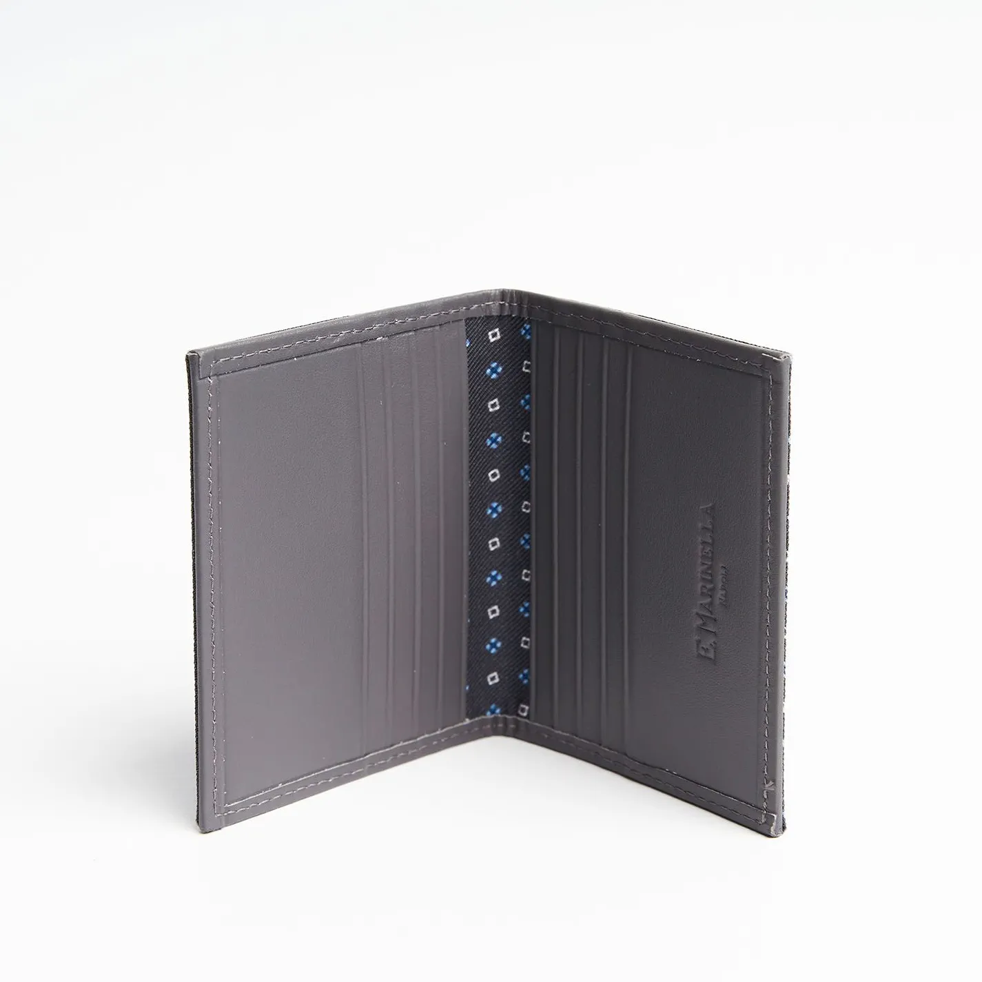 Dark Grey Leather Folding Card Holder - 10 Compartments